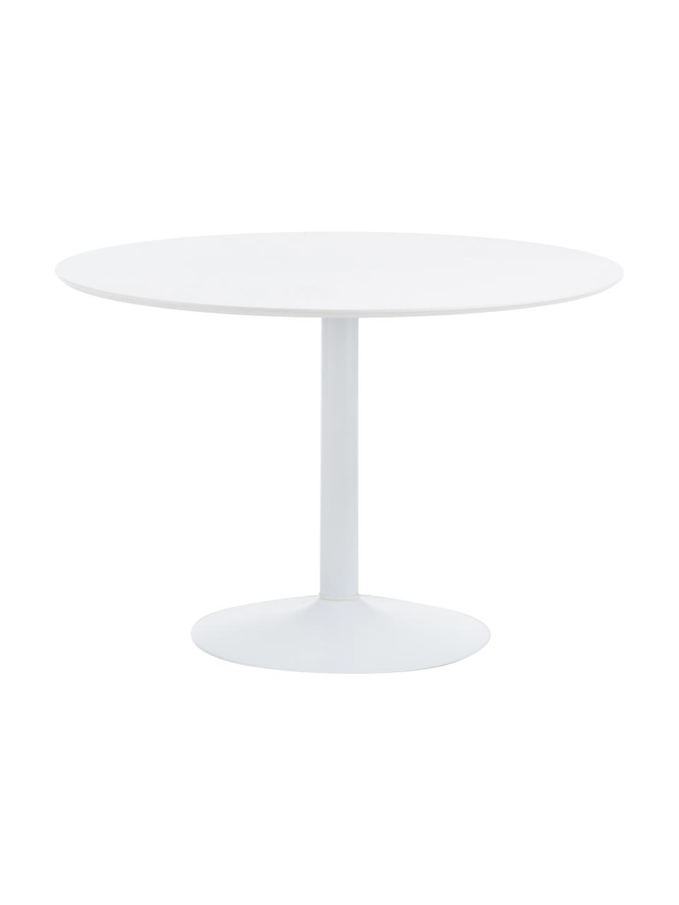 Mesa de comedor redonda Mallorca, Tablero: tablero de fibras de dens, Blanco, Ø 110 x Al 74 cm