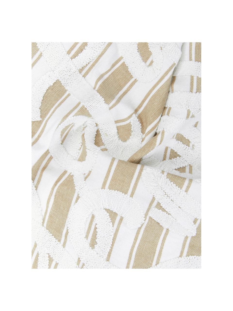 Housse de coussin 45x45 brodée Let it snow, 100 % coton, Beige, blanc, larg. 45 x long. 45 cm