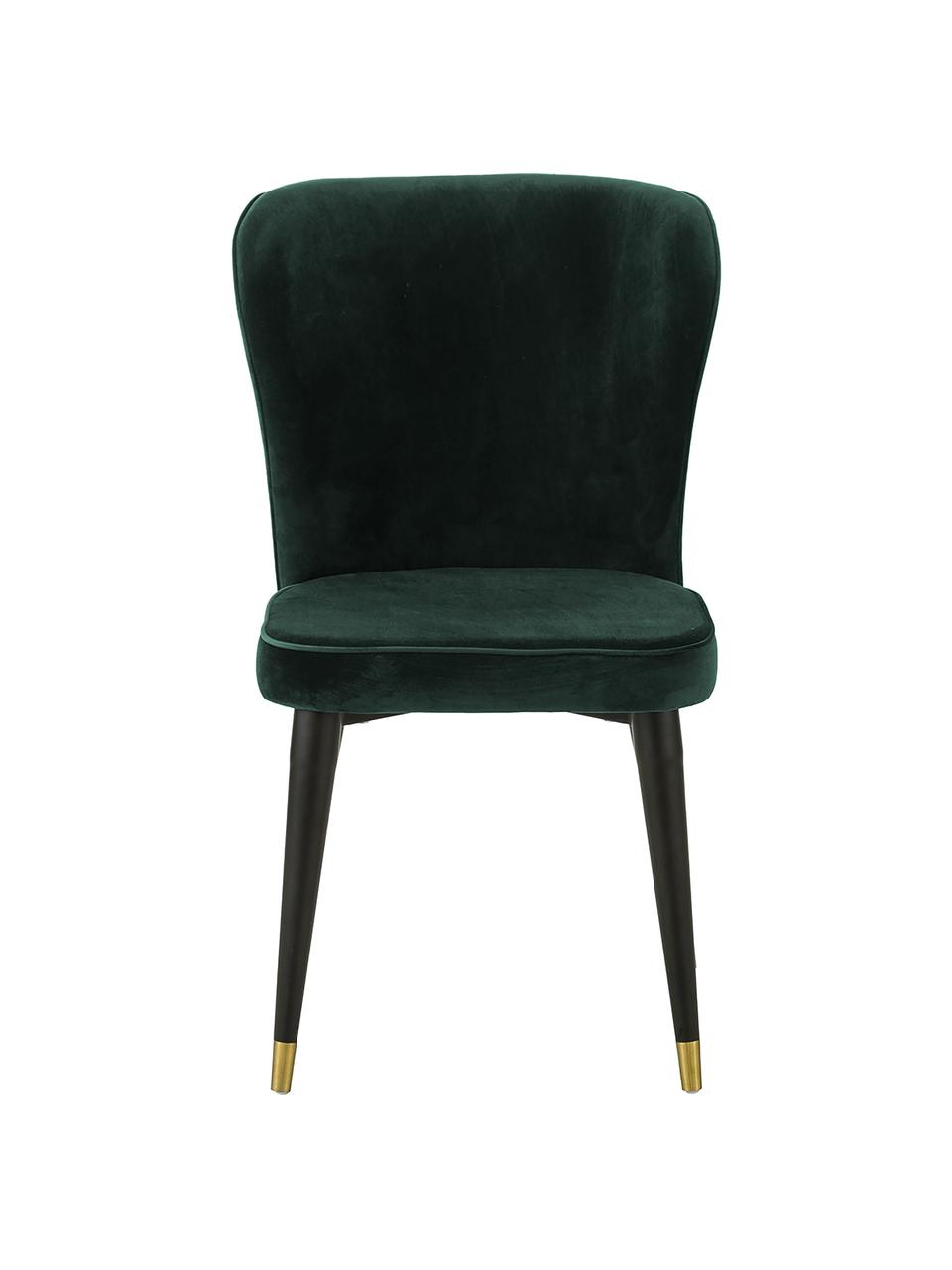 Gestoffeerde  fluwelen stoel Cleo, Bekleding: fluweel (polyester), Poten: gelakt metaal, Fluweel donkergroen, B 51  x D 62 cm