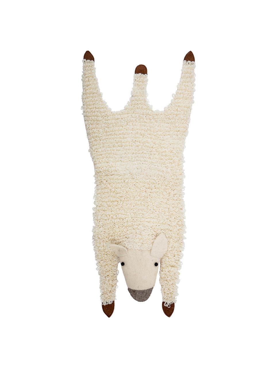 Tappeto in lana Becky, Rivestimento: 100% lana, Bianco crema, marrone, grigio, Larg. 45 x Lung. 45 cm
