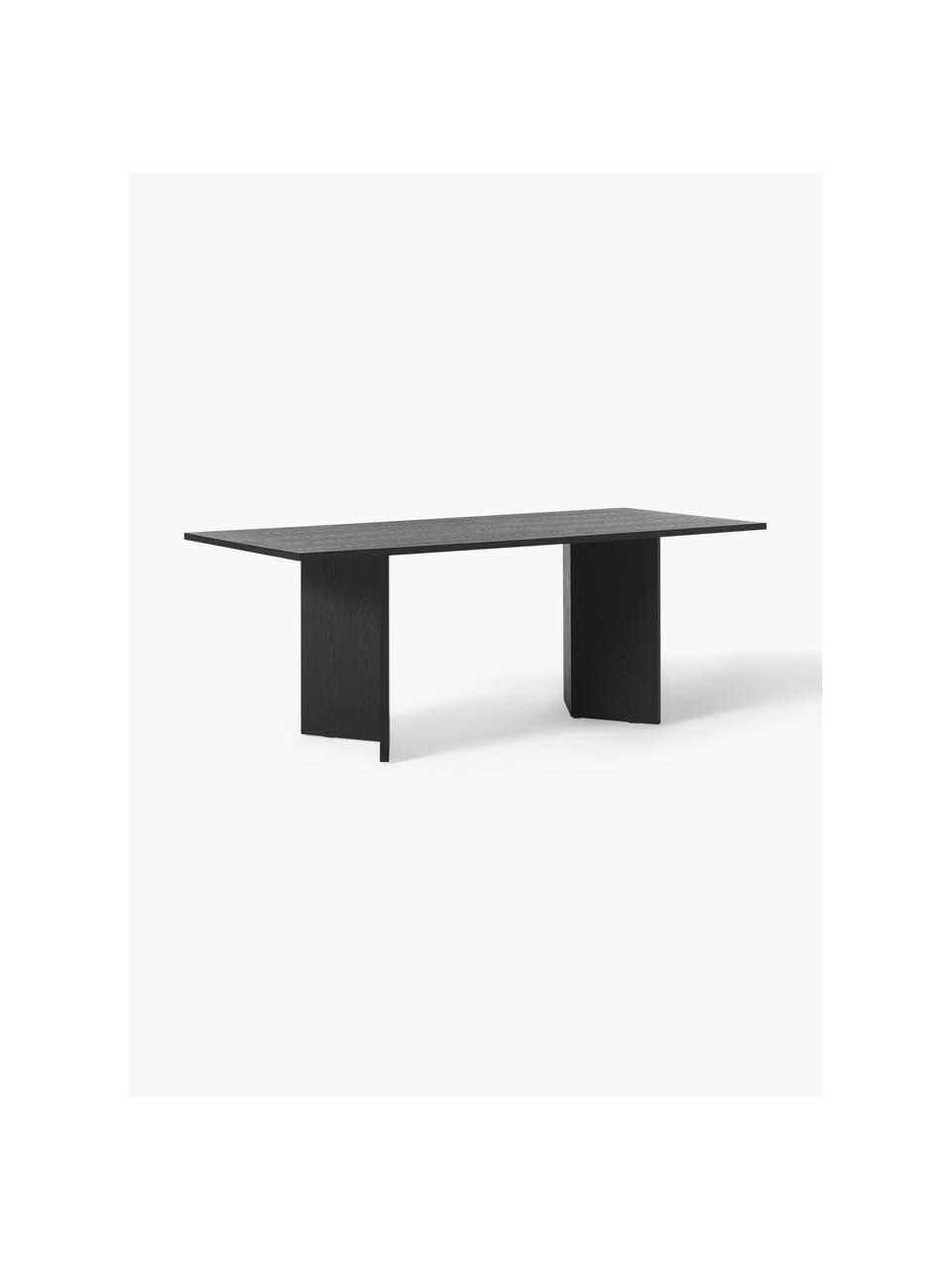 Mesa de comedor de madera Toni, 200 x 90 cm, Tablero de fibras de densidad media (MDF) chapado en madera de fresno pintado

Este producto está hecho de madera de origen sostenible y con certificación FSC®., Madera de fresno pintada en negro, An 200 x F 90 cm