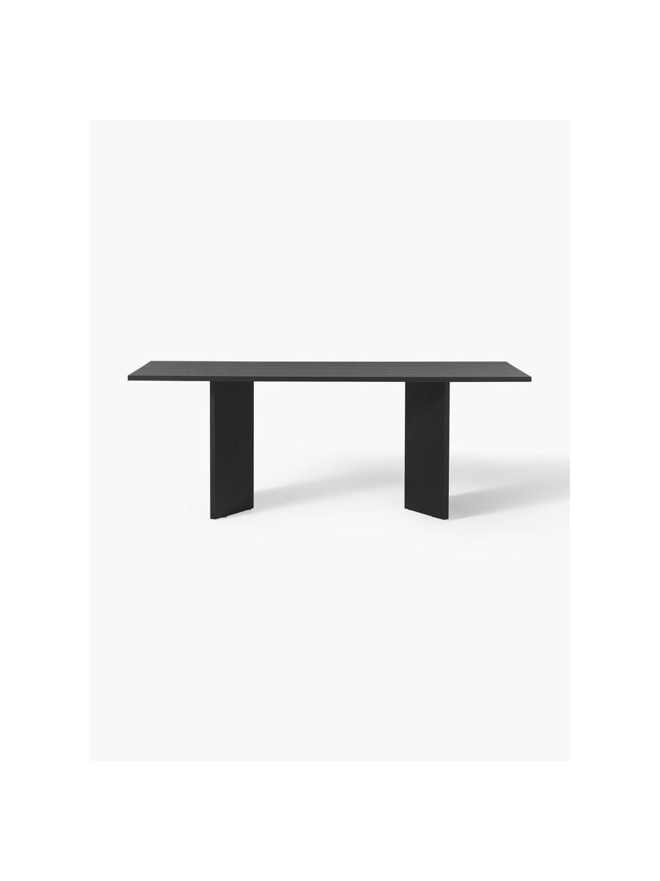 Eettafel Toni in zwart, 200 x 90 cm, MDF met gelakt eikenhoutfineer, Hout, zwart, B 200 x H 75 cm
