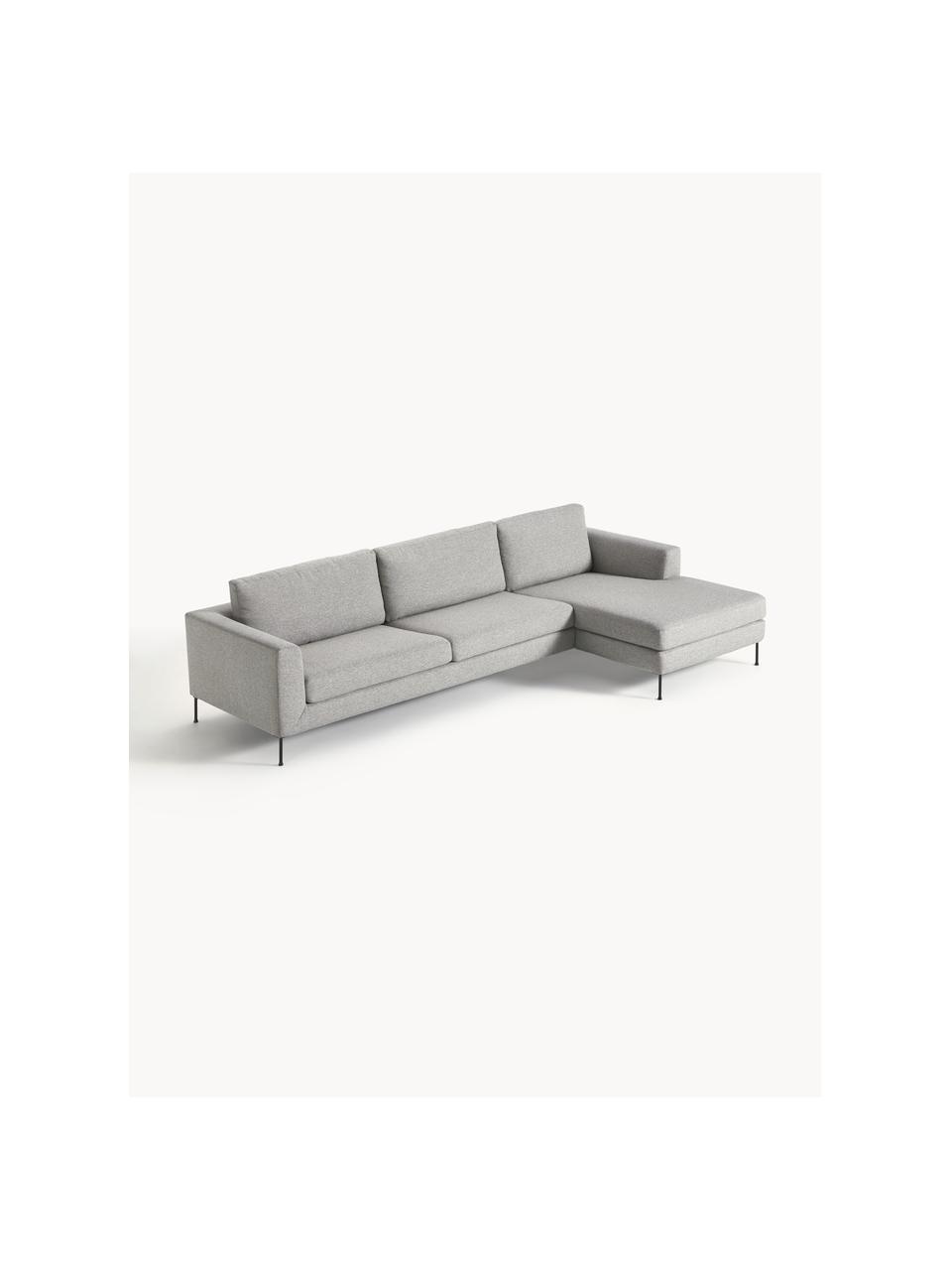 Sofa narożna Cucita (4-osobowa), Tapicerka: tkanina (100% poliester) , Nogi: metal lakierowany Materia, Szara tkanina, S 302 x G 163 cm, lewostronna