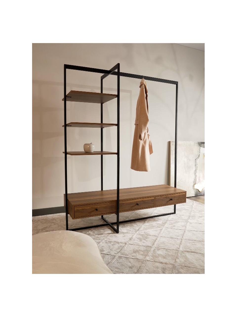 Armoire ouverte bois et métal Pacey, Bois, noir, larg. 150 x haut. 180 cm
