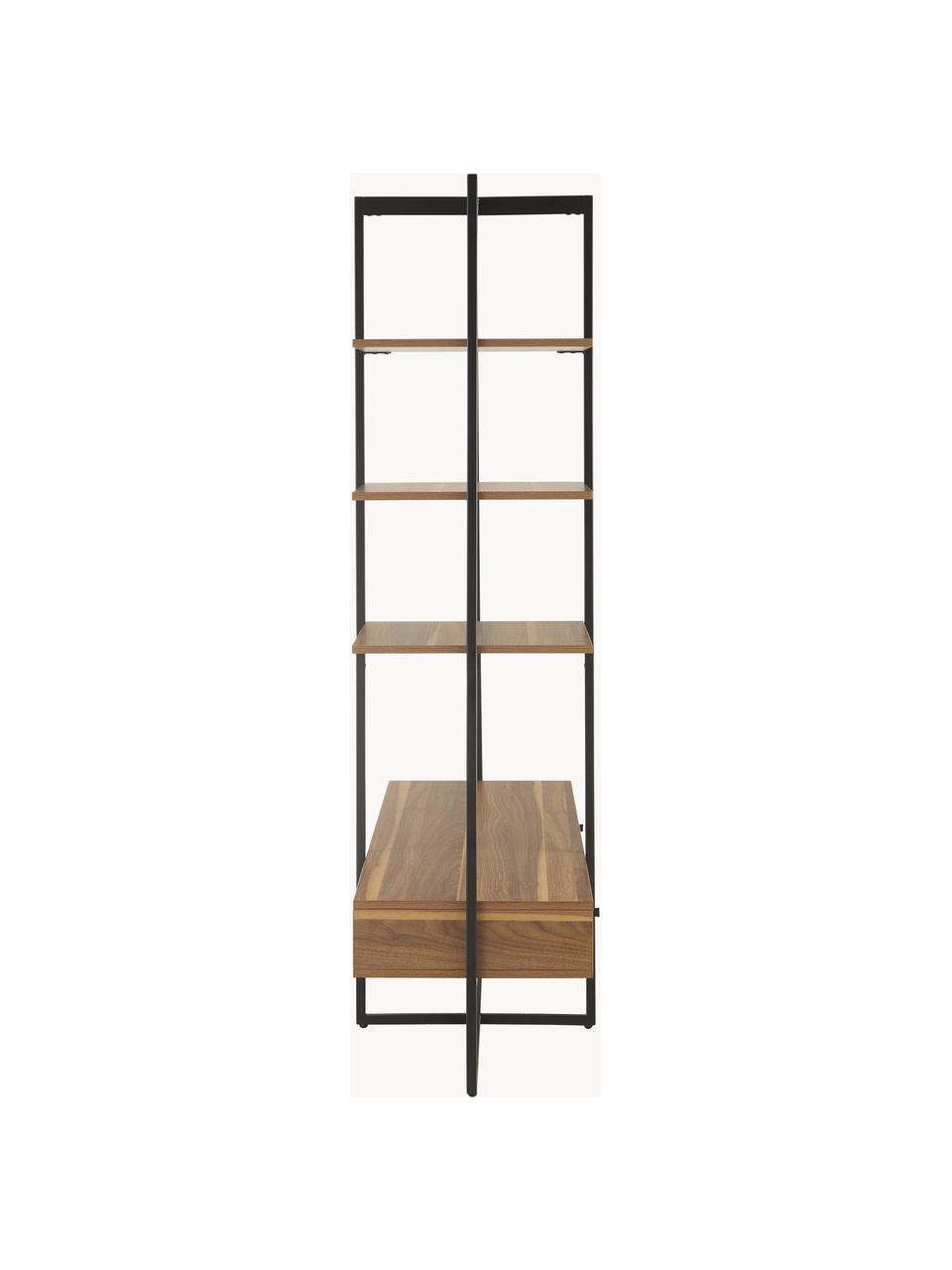 Armario abierto Pacey, Estructura: metal con pintura en polv, Madera, negro, An 150 x Al 180 cm