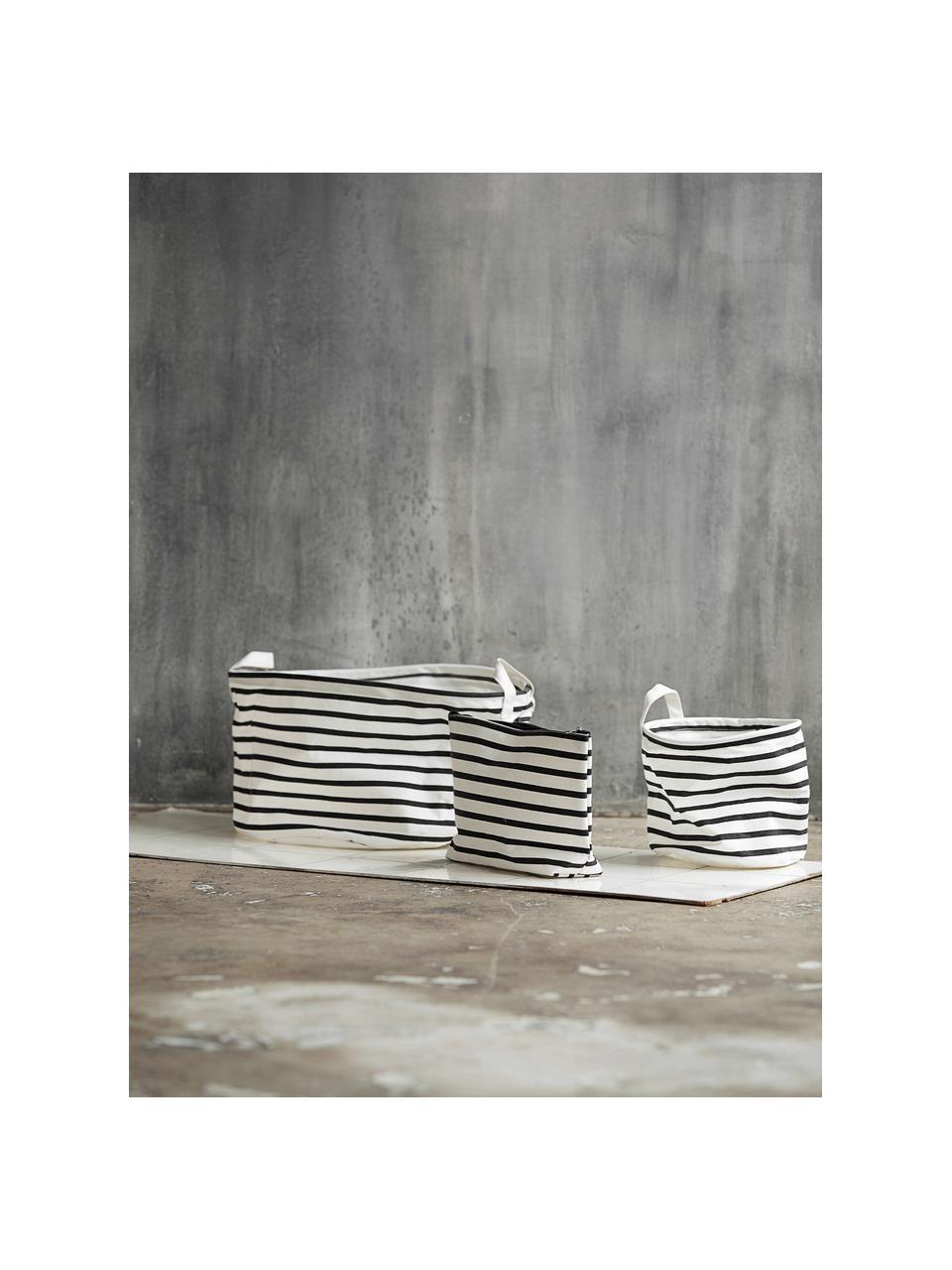 Aufbewahrungskorb Stripes, Baumwolle, Polyester, Kunstseide, Schwarz, Weiß, Ø 20 x H 20 cm