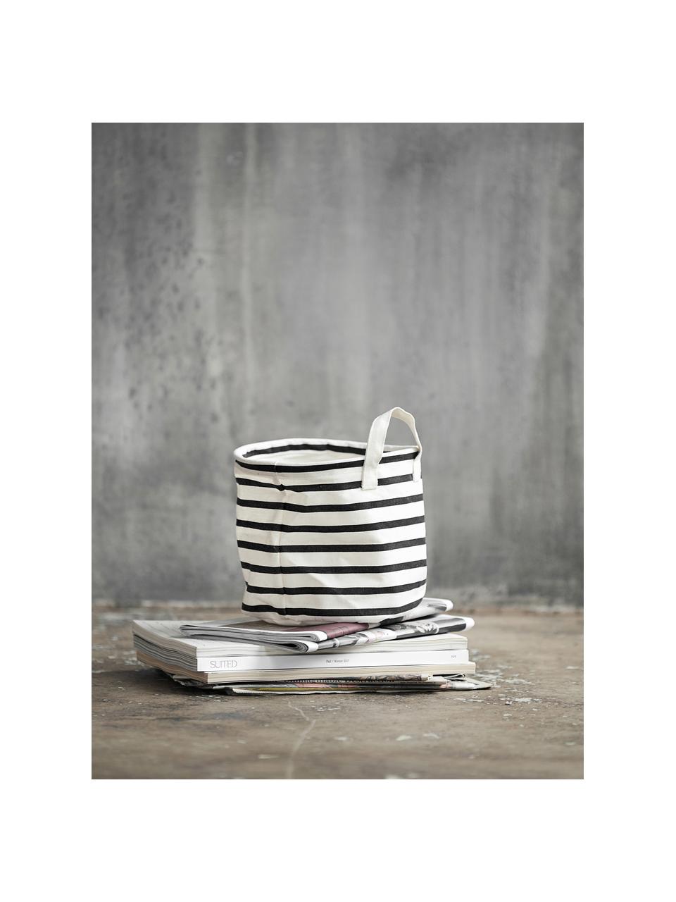 Opbergmand Stripes, Katoen, polyester, kunstzijde, Zwart, wit, Ø 20 x H 20 cm