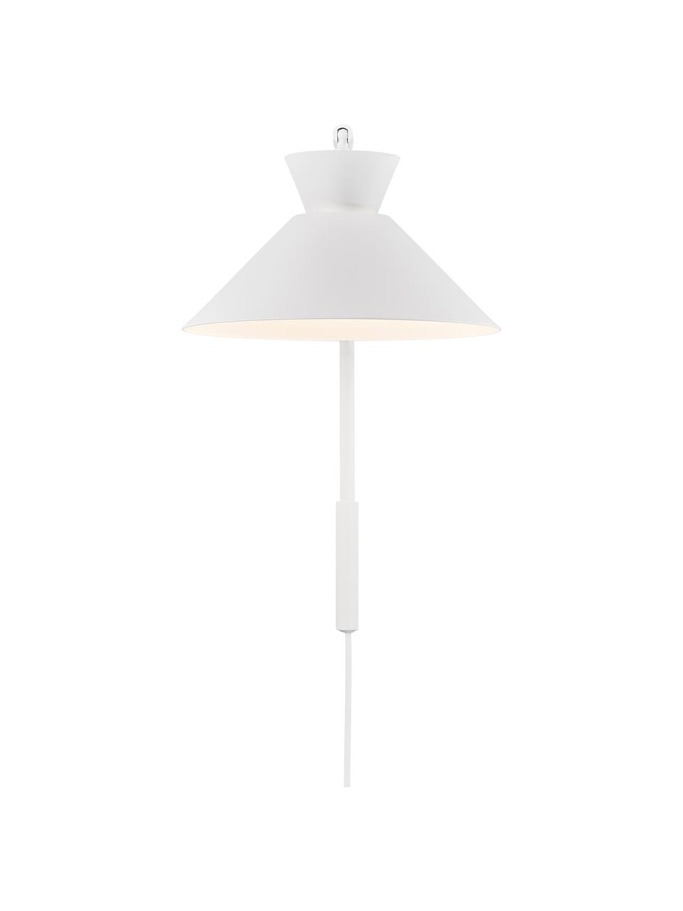 Lampada da parete bianca con presa Dial, Paralume: metallo rivestito, Struttura: metallo rivestito, Bianco, Ø 25 x Alt. 40 cm