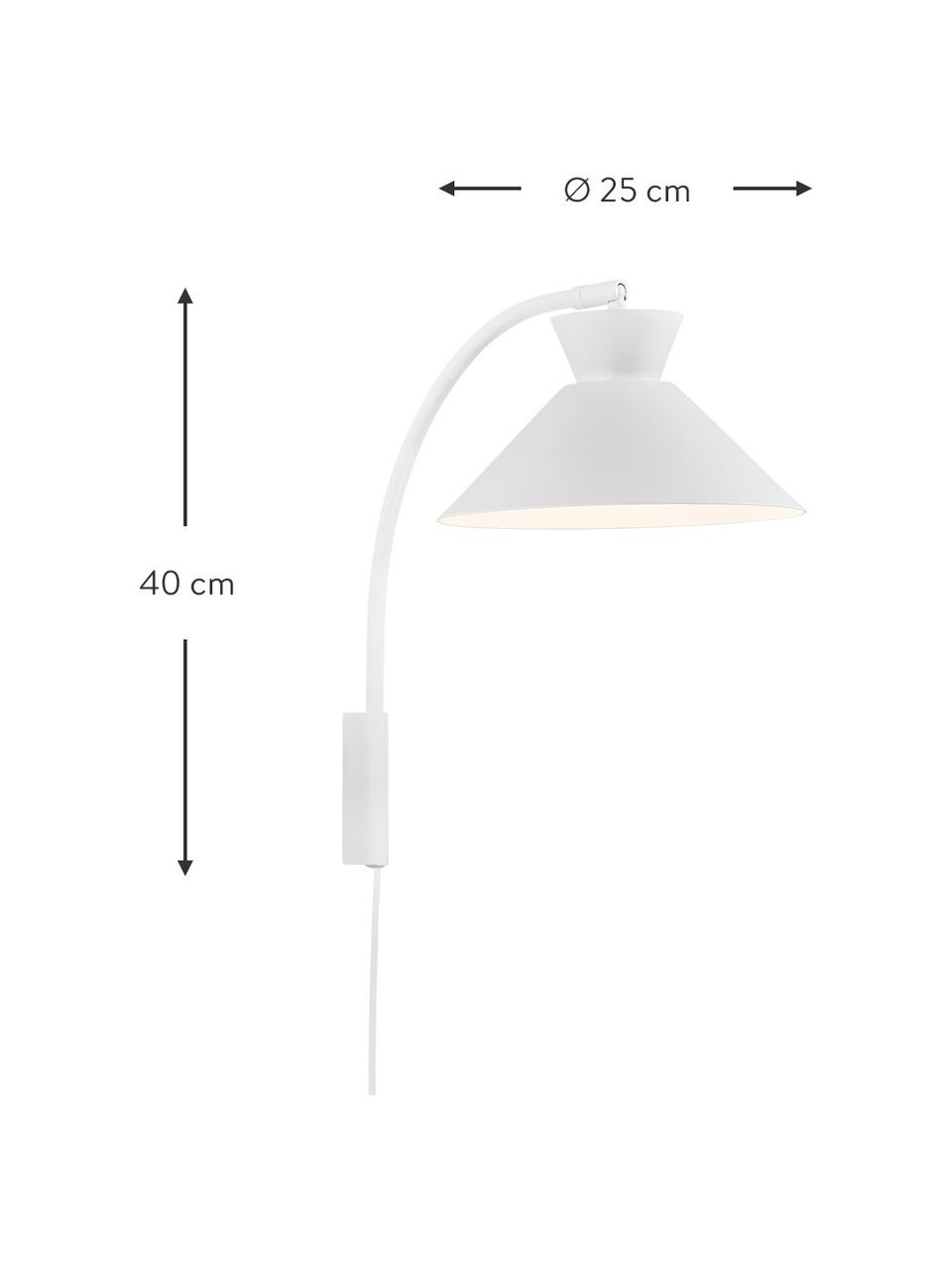 Wandleuchte Dial mit Stecker, Lampenschirm: Metall, beschichtet, Weiß, Ø 25 x H 40 cm