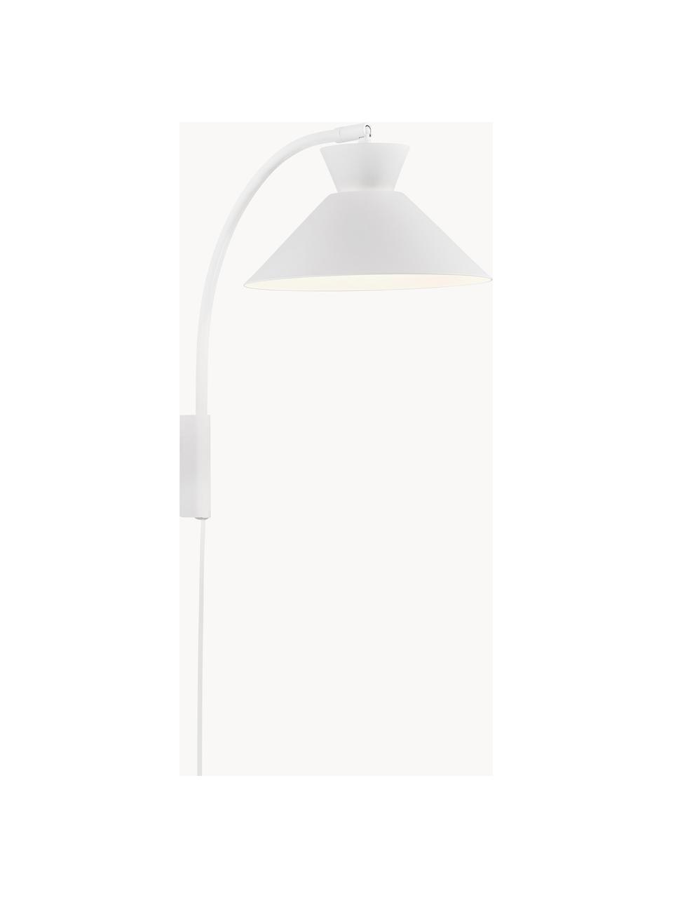Wandlamp Dial met stekker, Lampenkap: gecoat metaal, Wit, Ø 25 x H 40 cm