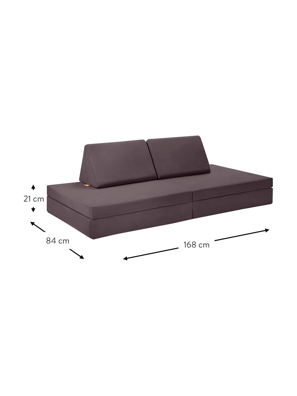 Divano da gioco componibile in velluto per bambini fatto a mano Mila, Rivestimento: velluto (100% poliestere), Velluto melanzana, Larg. 168 x Prof. 84 cm