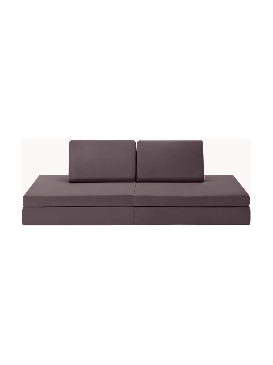 Divano da gioco componibile in velluto per bambini fatto a mano Mila, Rivestimento: velluto (100% poliestere), Velluto melanzana, Larg. 168 x Prof. 84 cm