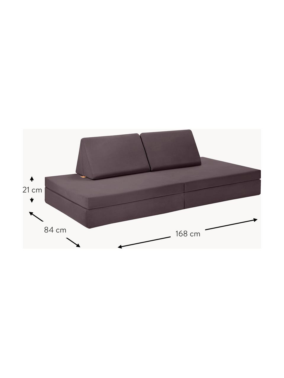 Canapé pliable modulaire en velours pour enfants fait main Arktis, Velours aubergine, larg. 168 x prof. 84 cm