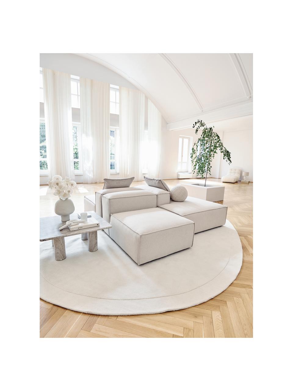 Chauffeuse pour canapé modulable beige Lennon, Tissu blanc crème, larg. 89 x prof. 119 cm