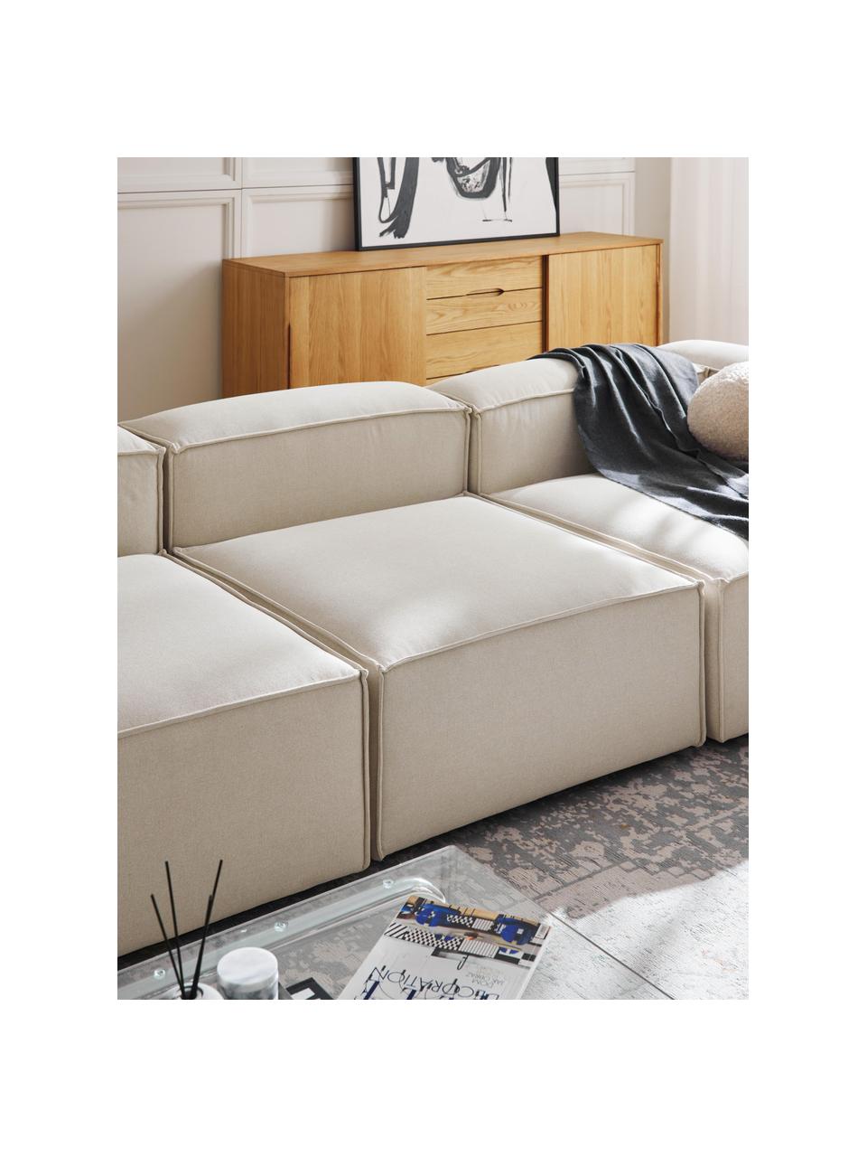 Modulo centrale Lennon, Rivestimento: 100% poliestere Con 115.0, Struttura: legno di pino massiccio, , Piedini: plastica Questo prodotto , Tessuto bianco latte, Larg. 89 x Prof. 119 cm