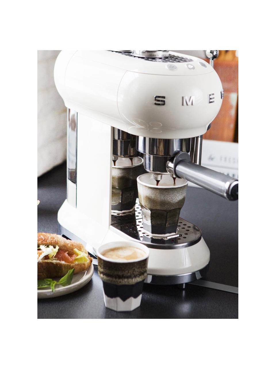 Cafetera espresso manual 50's Style, Estructura: acero inoxidable, plástic, Blanco crema brillante, An 33 x Al 33 cm