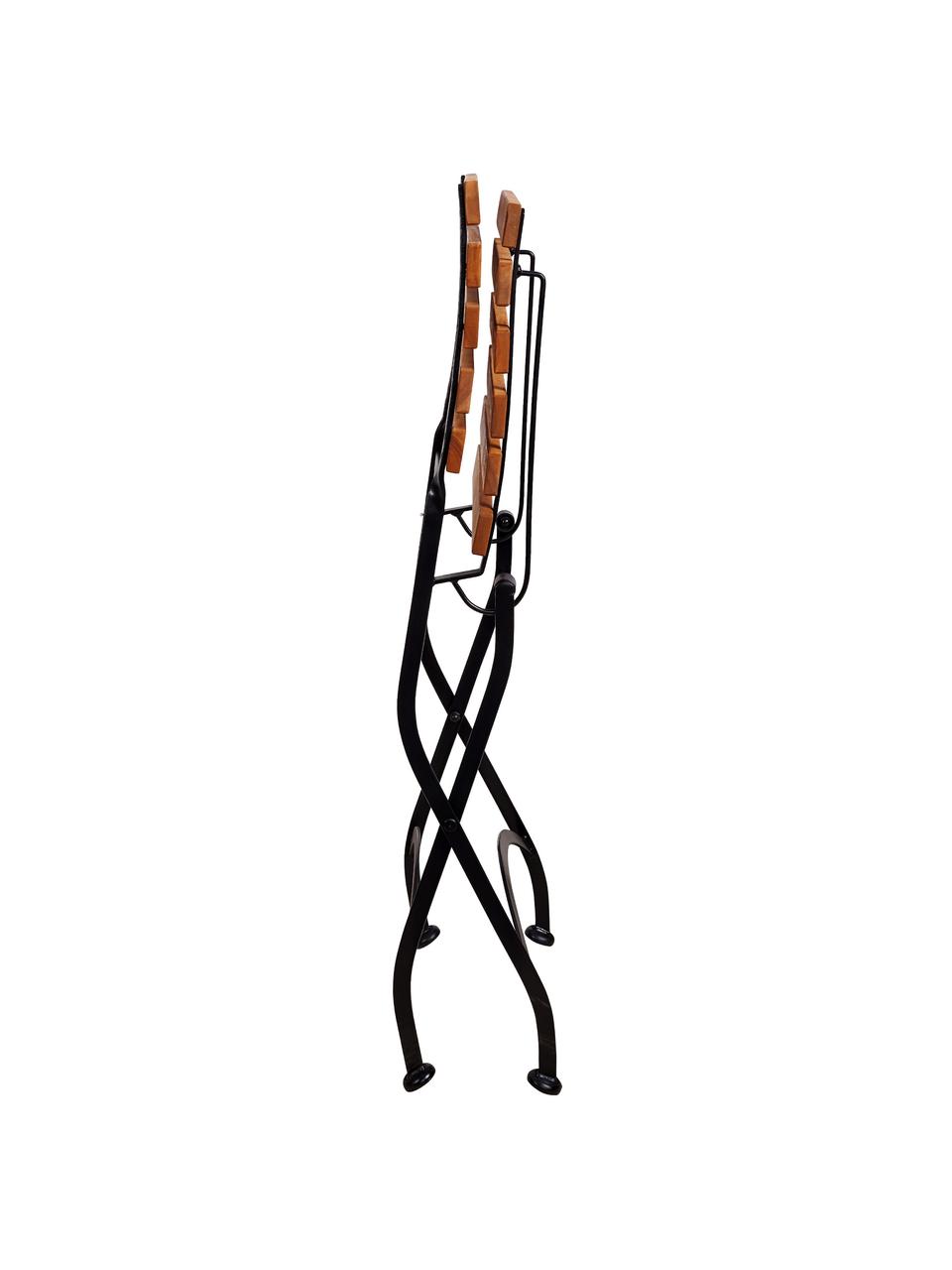 Krzesło składane Parklife, 2 szt., Stelaż: metal ocynkowany, malowan, Stelaż: czarny, matowy Korpus: drewno akacjowe, S 47 x G 54 cm