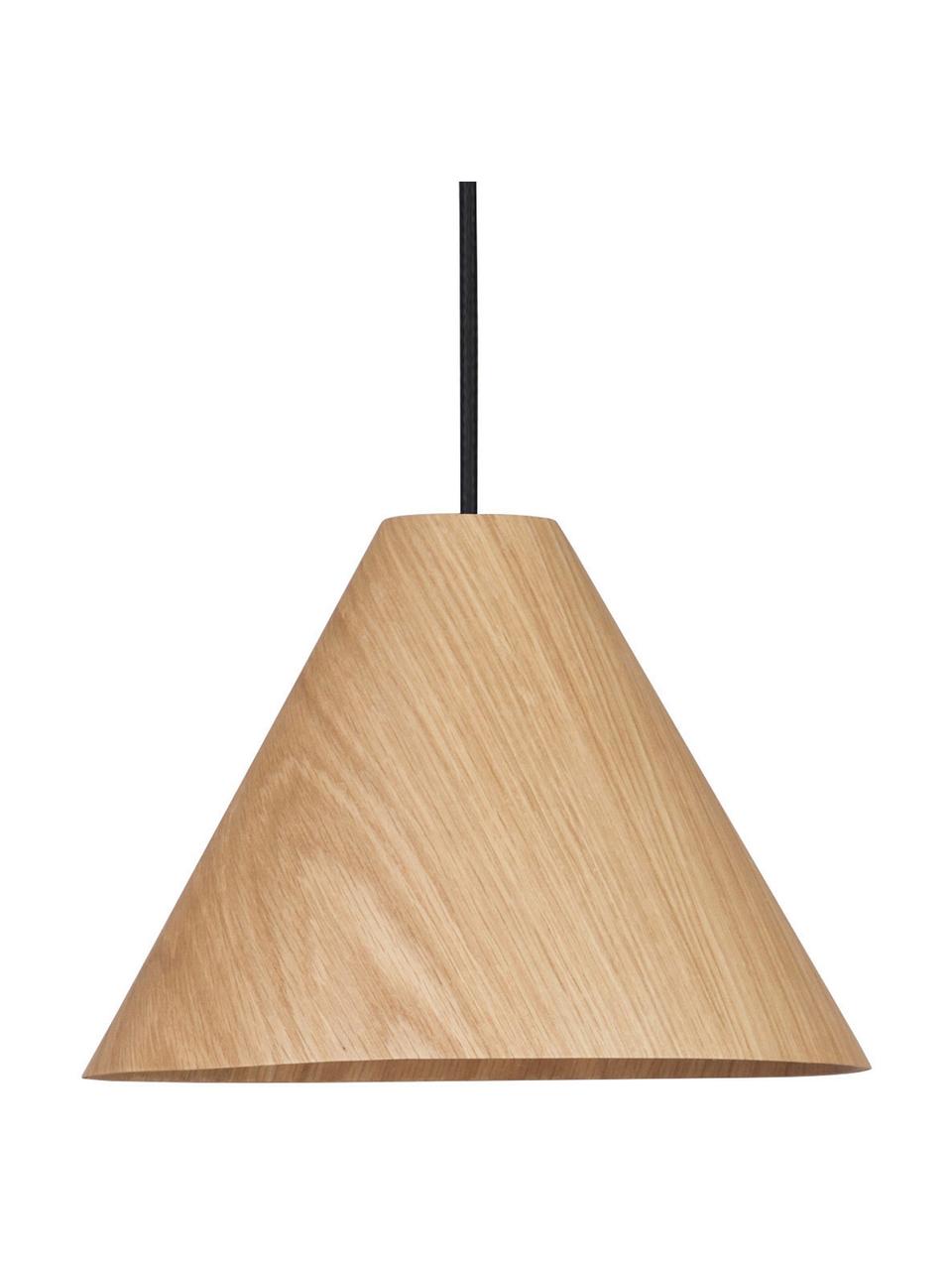 Lampa wisząca z drewna Wera, Drewno naturalne, czarny, Ø 25 x W 17 cm