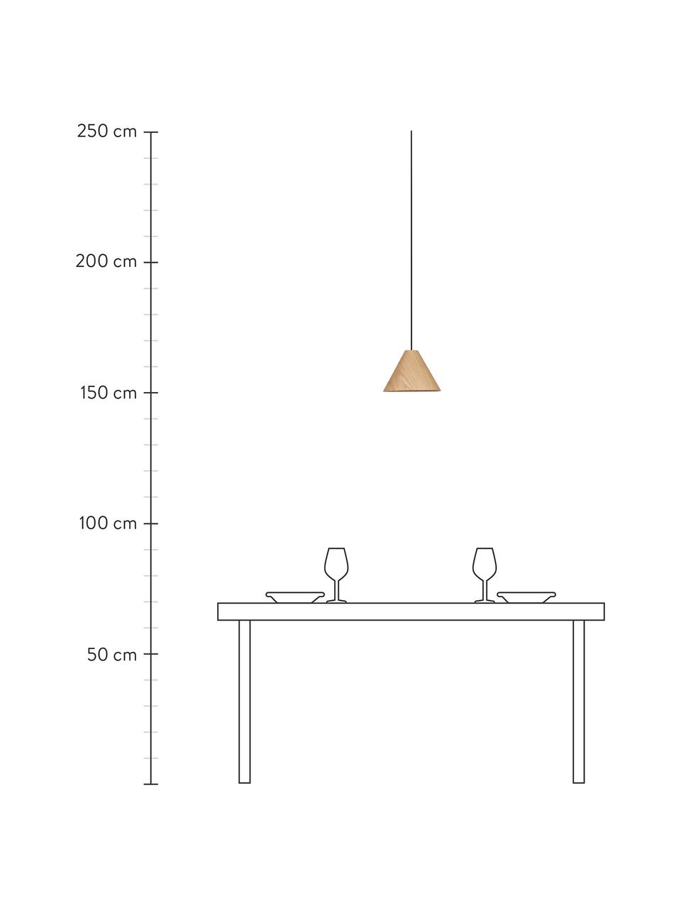 Kleine hanglamp Wera van hout, Lampenkap: hout, Baldakijn: hout, Houtkleurig, zwart, Ø 25  x H 17 cm