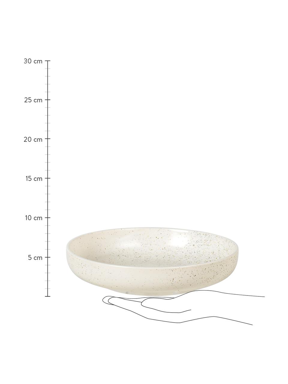 Ručně vyrobené hluboké talíře Nordic Vanilla 4 ks, Kamenina, Krémově bílá, tečky, Ø 22 cm, V 5 cm