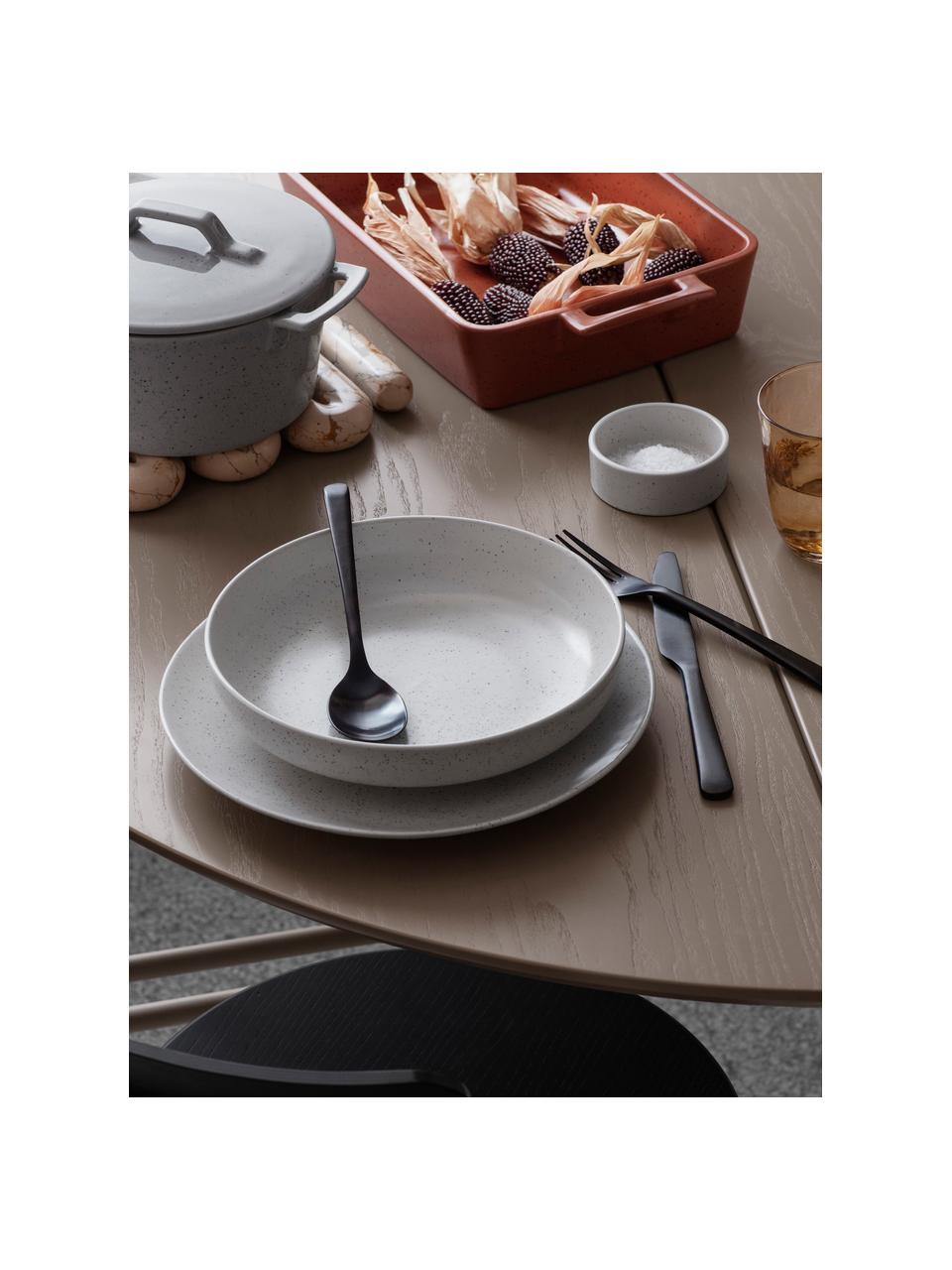 Ručně vyrobené hluboké talíře Nordic Vanilla 4 ks, Kamenina, Krémově bílá, tečky, Ø 22 cm, V 5 cm