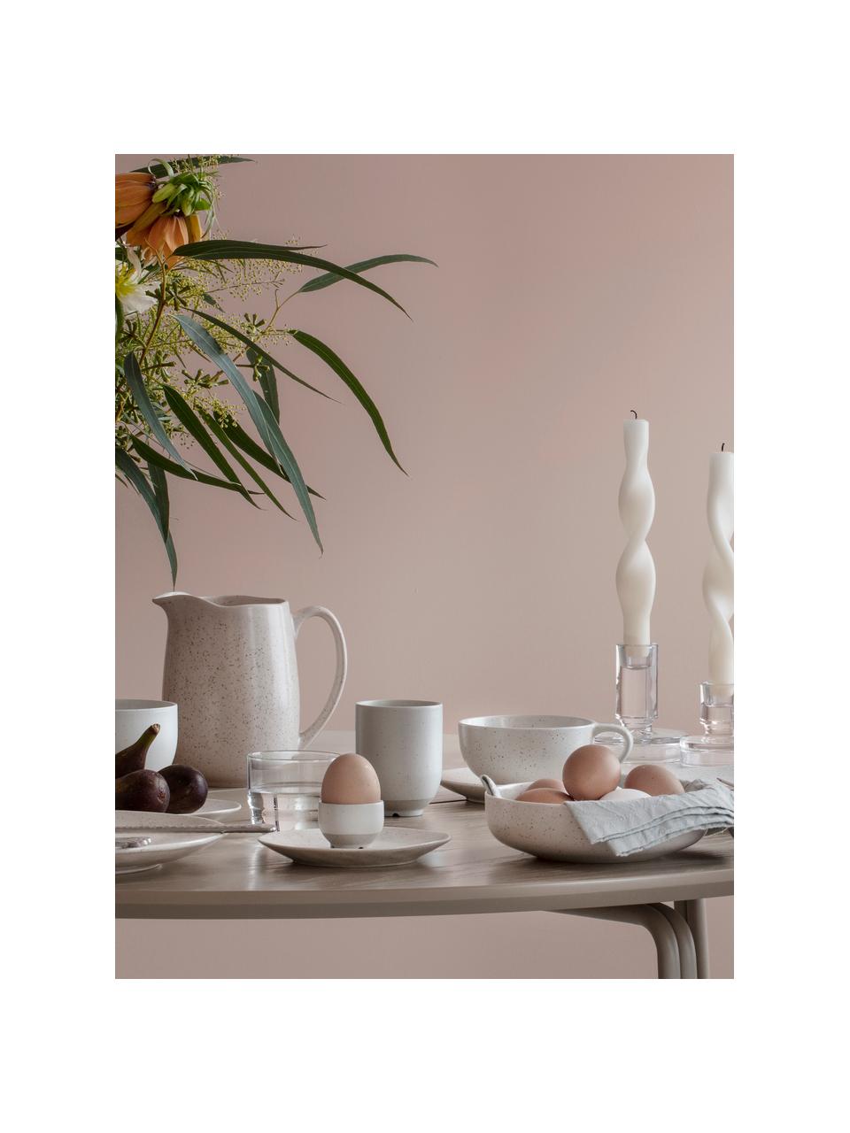 Ručně vyrobené hluboké talíře Nordic Vanilla 4 ks, Kamenina, Krémově bílá, tečky, Ø 22 cm, V 5 cm