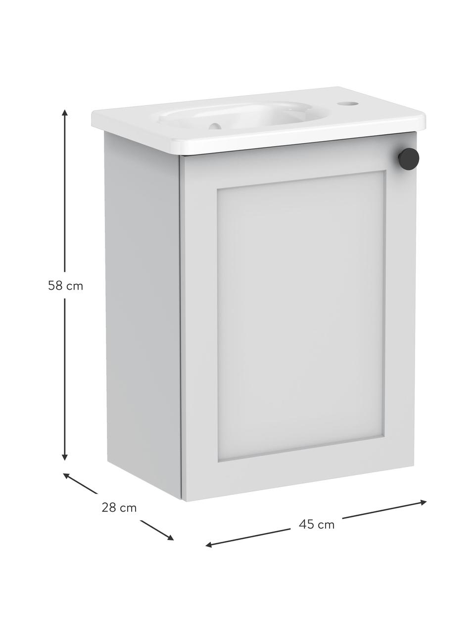 Wastafel met onderkast Rafaella, B 45 cm, Lichtgrijs, B 45 x H 58 cm
