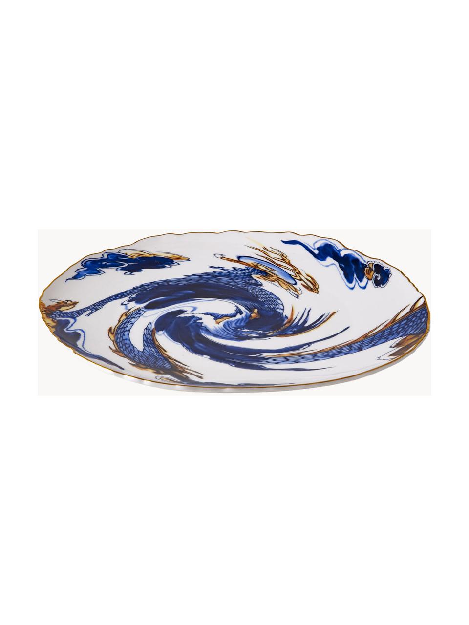 Assiette plate en porcelaine Classic On Acid, Porcelaine, Blanc, tons bleus, doré, Ø 28 cm