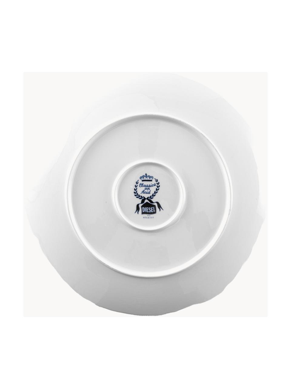 Assiette plate en porcelaine Classic On Acid, Porcelaine, Blanc, tons bleus, doré, Ø 28 cm