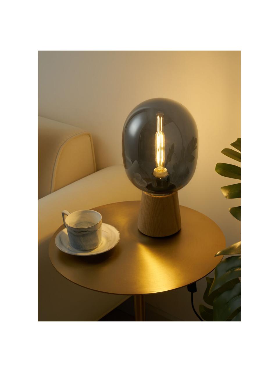Kleine Retro-Tischlampe Mystical Gleam, Lampenschirm: Glas, Grau, Braun, Ø 17 x H 31 cm