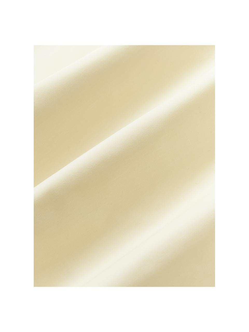 Drap plat en percale de coton Elsie, Jaune clair, larg. 240 x long. 280 cm