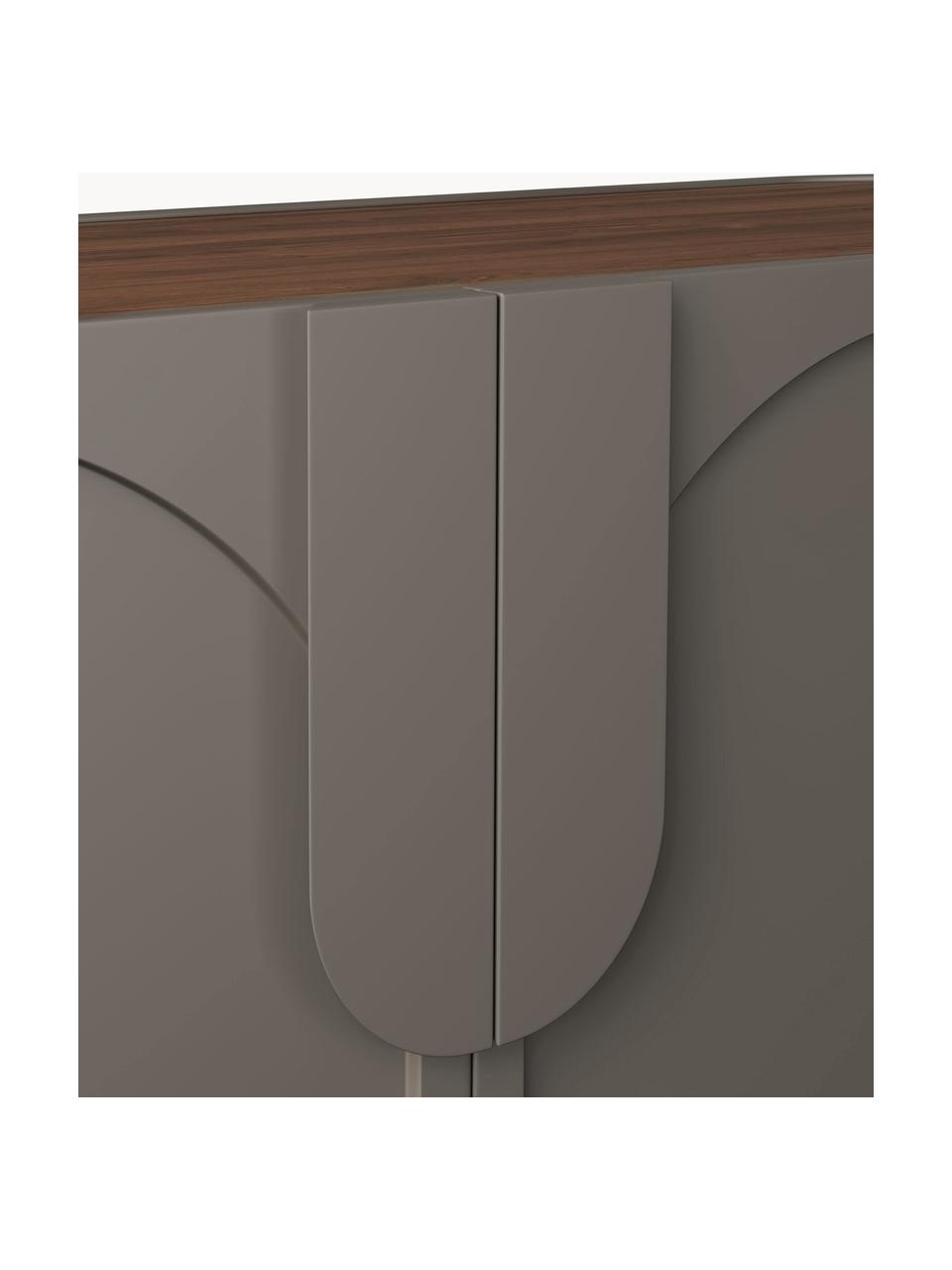 Credenza bassa Jodie, Struttura: legno massiccio di frassi, Greige, legno di noce, Larg. 160 x Alt. 50 cm