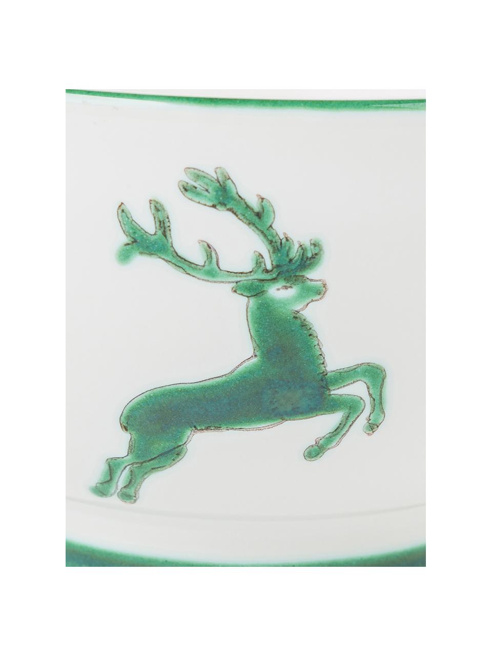 Handbeschilderde schaal Green Deer, Keramiek, Groen, wit, Ø 14 cm