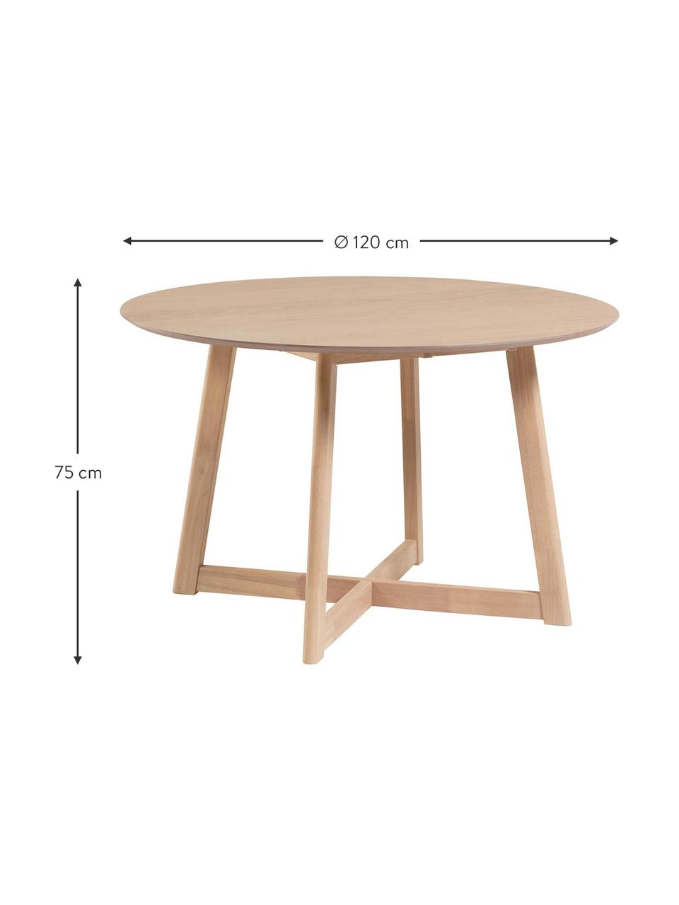 Ronde klaptafel Maryse, Ø 120 cm, Tafelblad: MDF, eikenhoutfineer, Poten: massief rubberhout, Wit, Ø 120 x H 75 cm