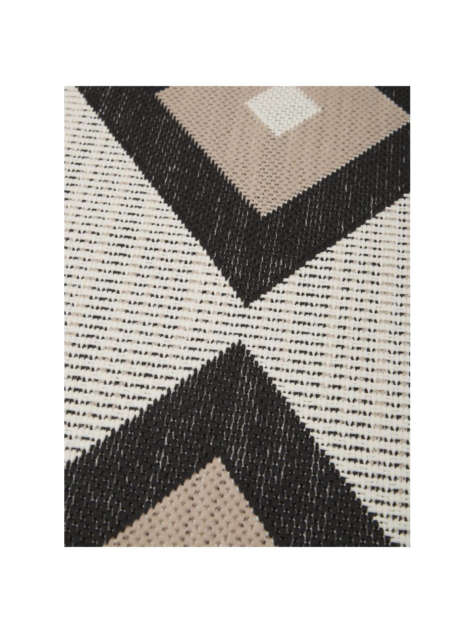 Tappeto etnico da interno-esterno Nikita, 86% polipropilene, 14% poliestere, Beige, nero, Larg. 80 x Lung. 150 cm (taglia XS)