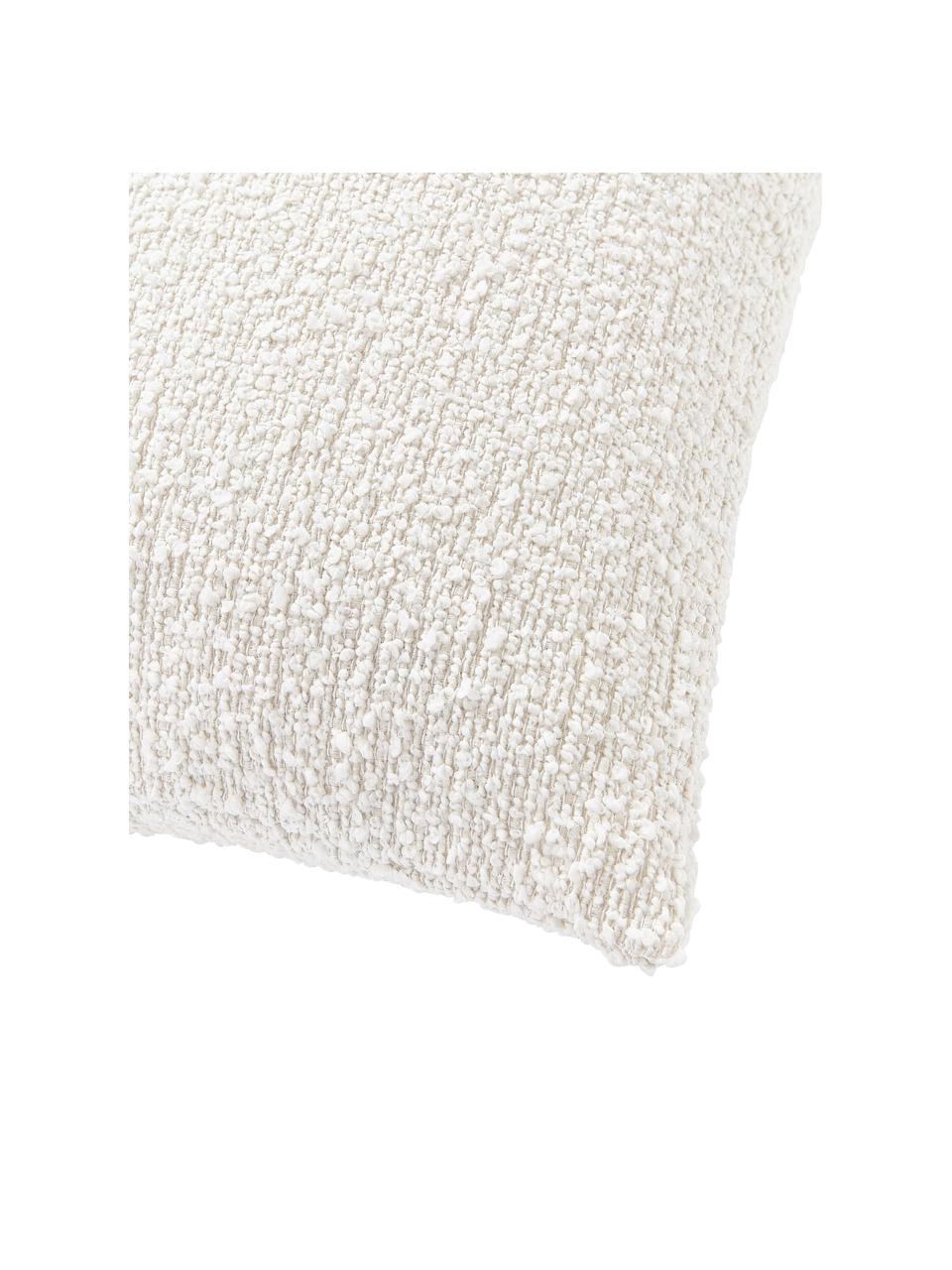 Housse de coussin en tissu bouclé Bellamie, Tissu bouclé (95 % polyester, 5 % polyacrylique), Blanc crème, larg. 60 x long. 60 cm