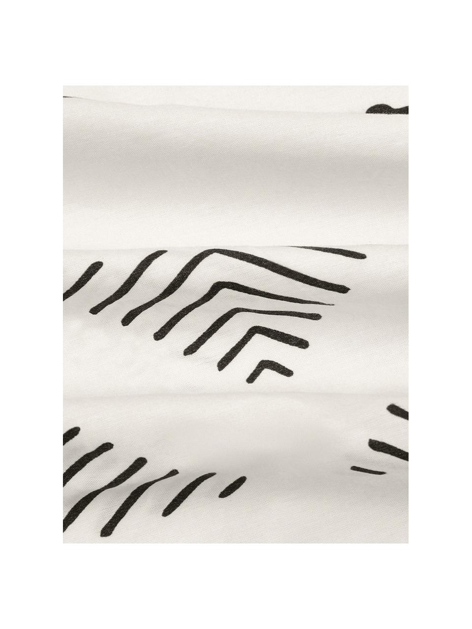 Parure copripiumino boho in cotone lavato Kohana, Tessuto: percalle, Ecru, nero, 200 x 200 cm + 2 federe 50 x 80 cm