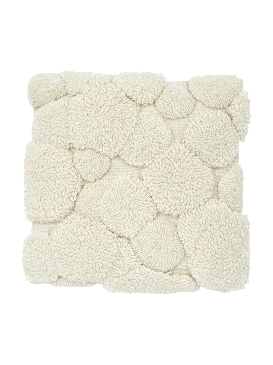 Kissenhülle Bubble mit Hoch-Tief-Struktur, Vorderseite: 80% Wolle, 20% Baumwolle, Rückseite: 100% Baumwolle, Beige, B 45 x L 45 cm