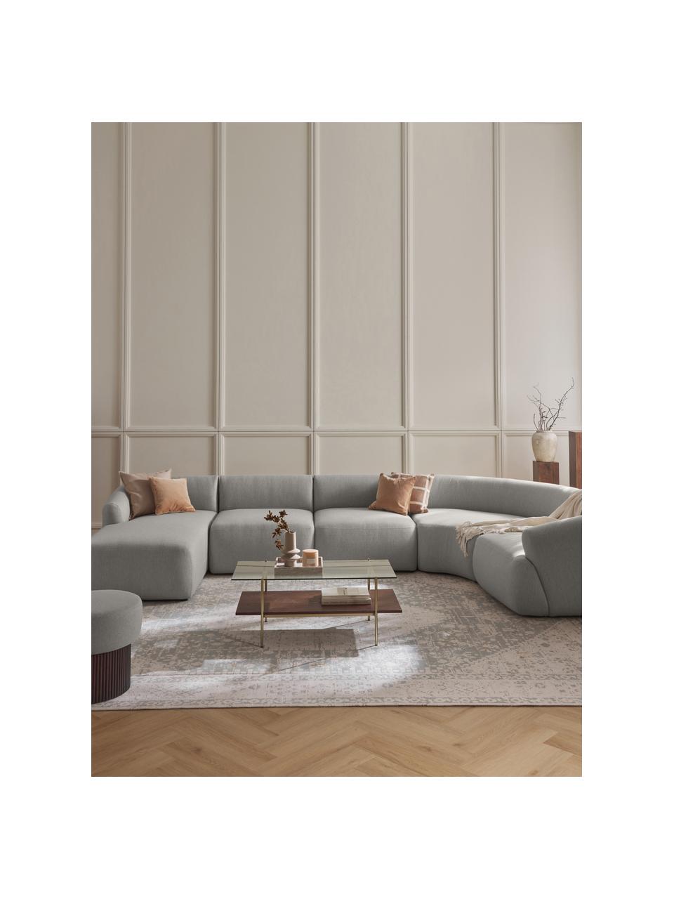 Divano ampio componibile Sofia, Rivestimento: 100% poliestere Il rivest, Struttura: legno di abete rosso, tru, Piedini: plastica Il materiale uti, Tessuto grigio, Larg. 404 x Prof. 231 cm, parte angolare a destra