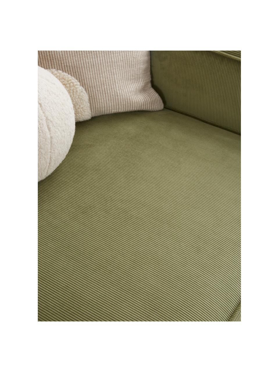 Mittelmodul Lennon aus Cord, Bezug: Cord (92% Polyester, 8% P, Gestell: Massives Kiefernholz, FSC, Füße: Kunststoff Die Füße befin, Cord Grün, B 89 x T 119 cm