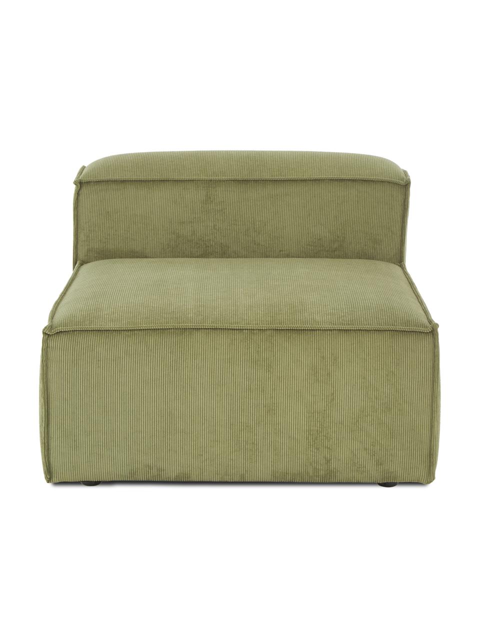 Chauffeuse pour canapé modulable en velours côtelé Lennon, Velours côtelé vert, larg. 89 x prof. 119 cm