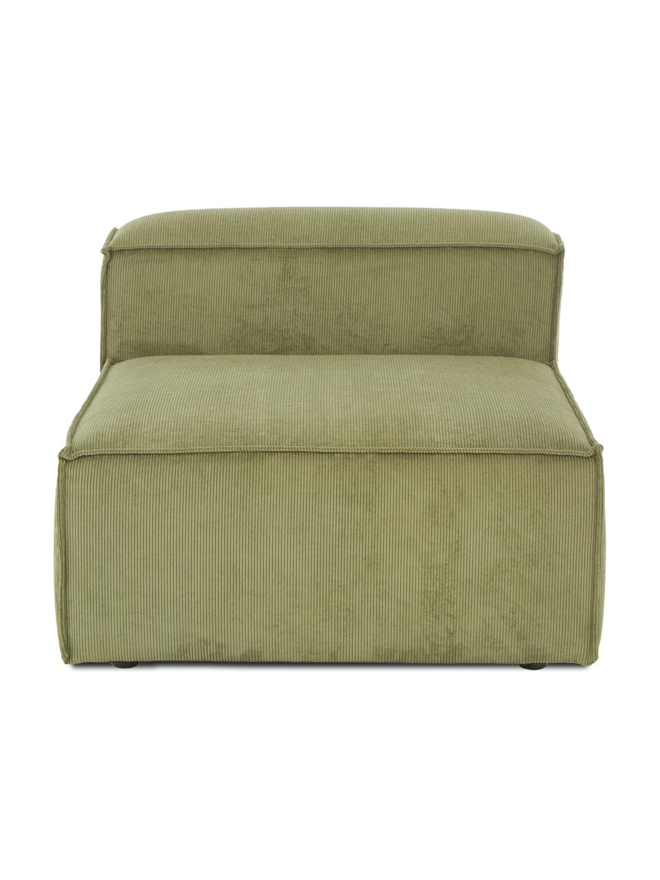 Mittelmodul Lennon aus Cord, Bezug: Cord (92% Polyester, 8% P, Gestell: Massives Kiefernholz, FSC, Füße: Kunststoff Die Füße befin, Cord Grün, B 89 x T 119 cm