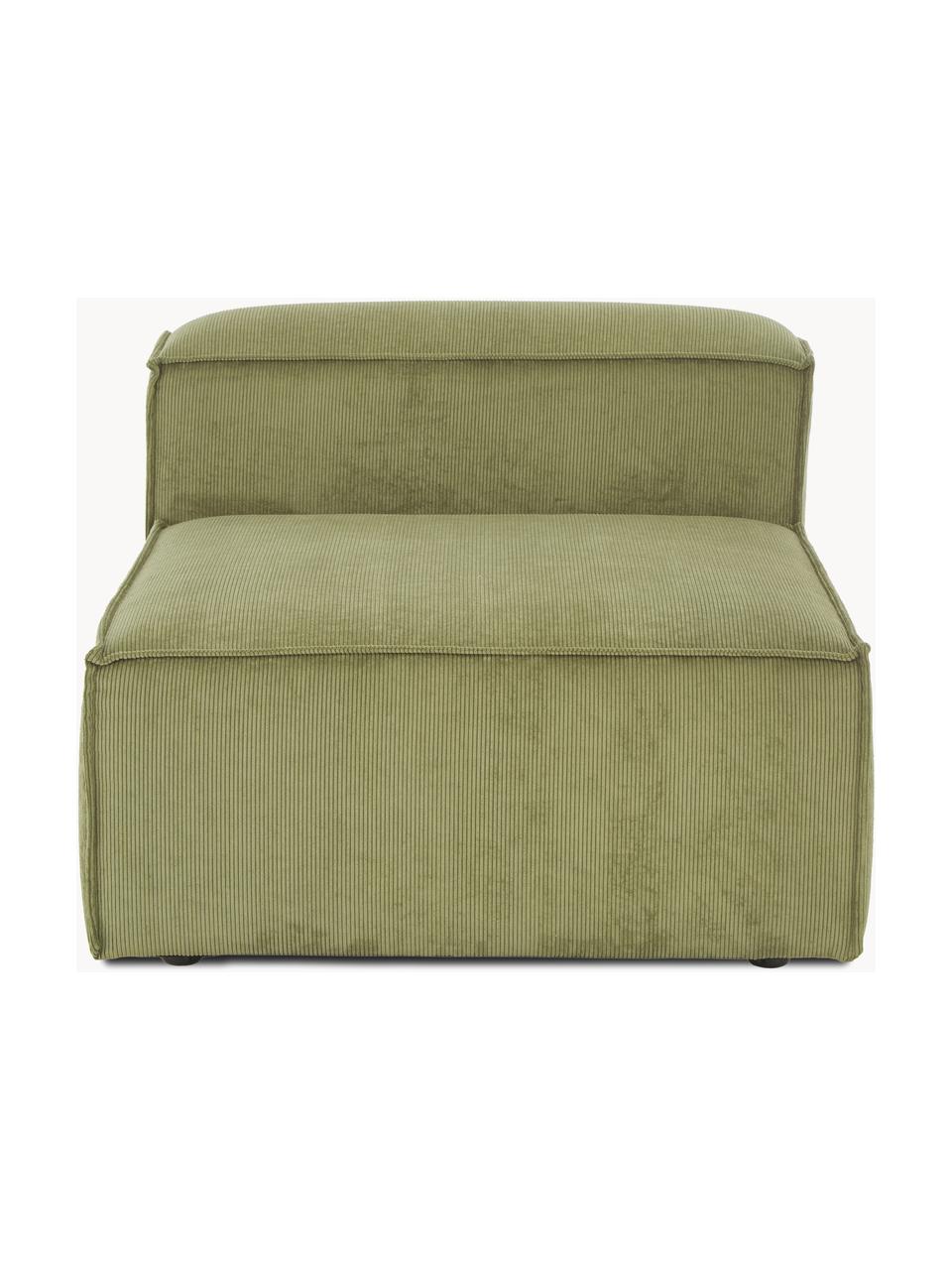 Chauffeuse modulable en velours côtelé Lennon, Velours côtelé vert olive, larg. 89 x prof. 119 cm