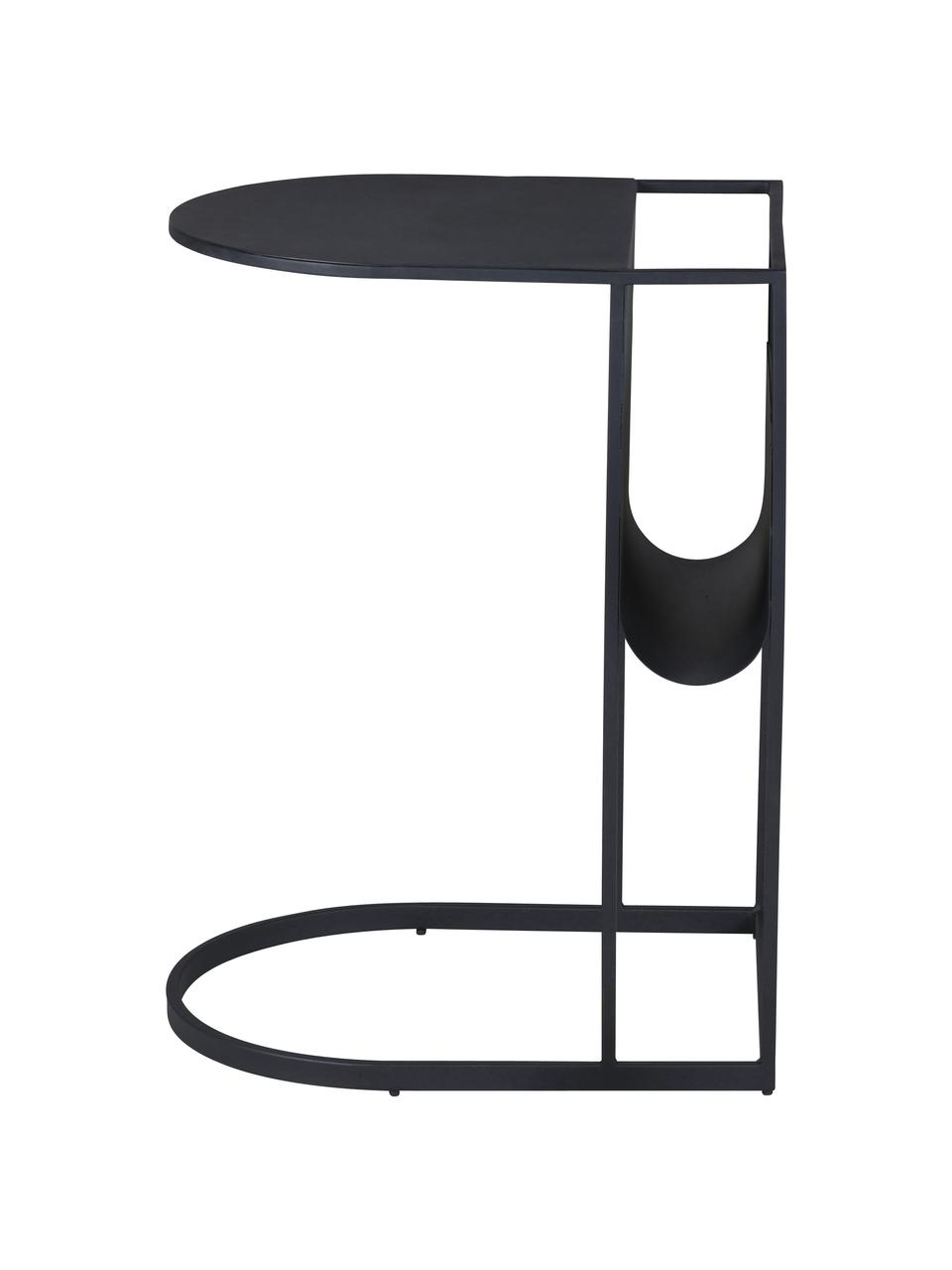Kovový odkládací stolek se stojanem na časopisy Grayson, Kov s práškovým nástřikem, Černá, Š 45 cm, V 60 cm