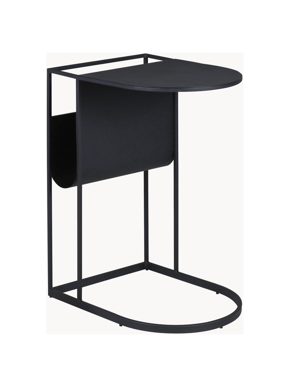 Kovový pomocný stolík s držiakom na časopisy Grayson, Kov s práškovým náterom, Čierna, Š 45 x V 60 cm