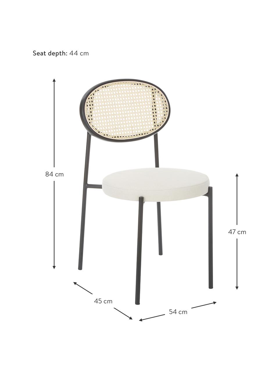 Čalúnená stolička s viedenským výpletom Niko, 2 ks, Biela, čierna, Š 54 x V 84 cm