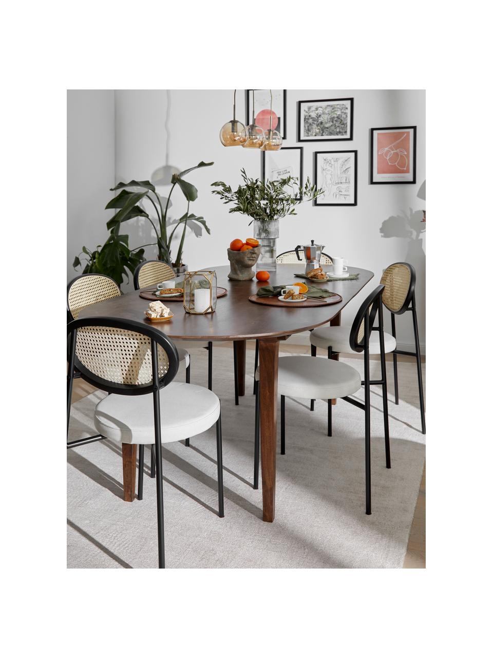 Sedia imbottita con intreccio viennese Remy 2 pz, Seduta: poliuretano, compensato, Struttura: metallo, Tessuto bianco, nero, Larg. 54 x Alt. 84 cm