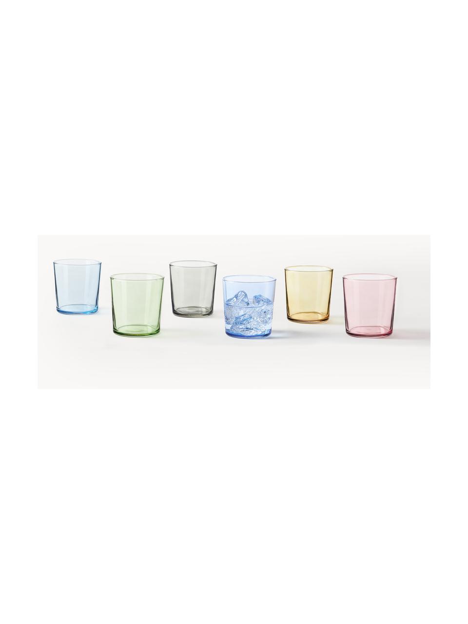 Wassergläser Lola, 6er-Set, Glas, Mehrfarbig, transparent, Ø 7 x H 9 cm, 345 ml