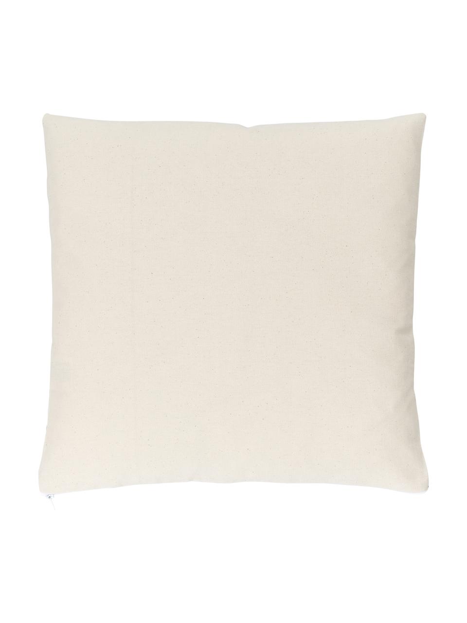 Housse de coussin bohème vert olive Indy, 100 % coton, Vert olive, larg. 45 x long. 45 cm