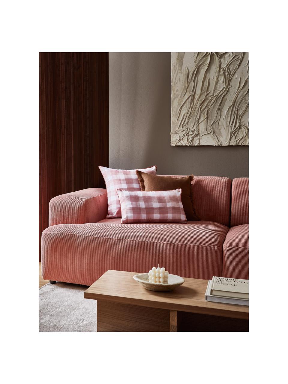 Dwustronna poszewka na poduszkę Check od Candice Gray, 100% bawełna, certyfikat GOTS, Blady różowy, S 30 x D 50 cm